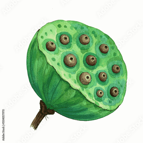 Aquatic Essence: Seed Pod Hues lotus seed isolated watercolor vector illustration svg