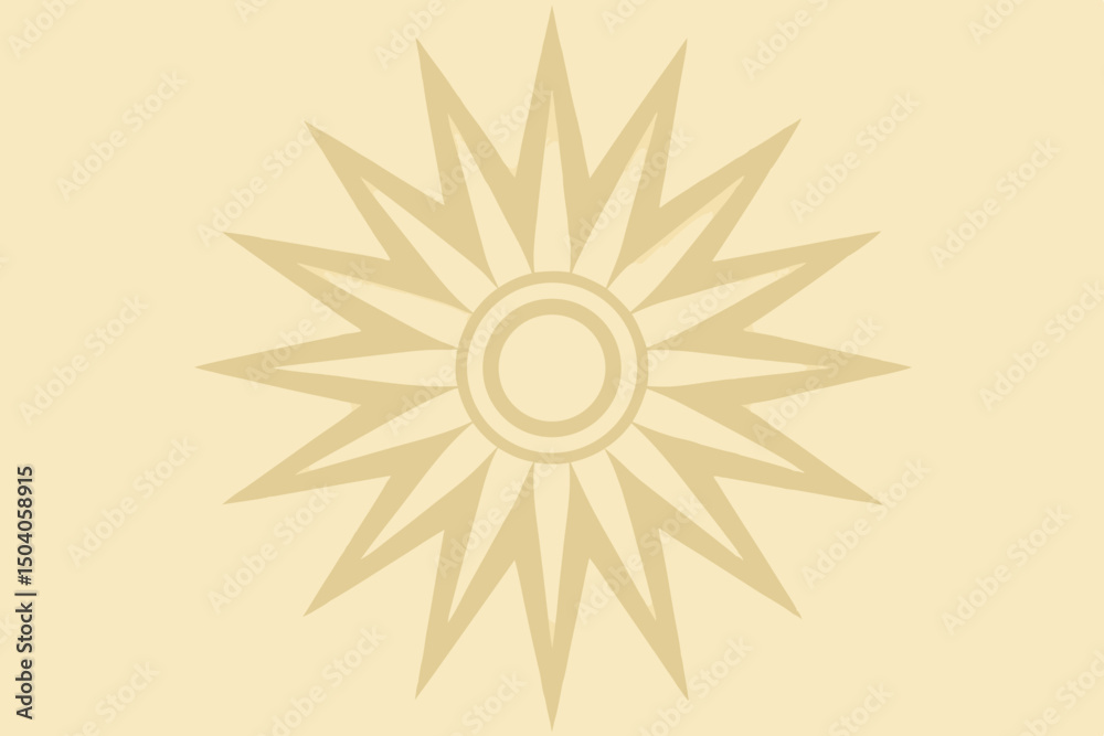 Beige geometric sunburst design element on a neutral background Beige geometric sunburst design element on a neutral background