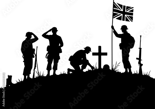 Veterans Soldier Silhouette Bundle vector