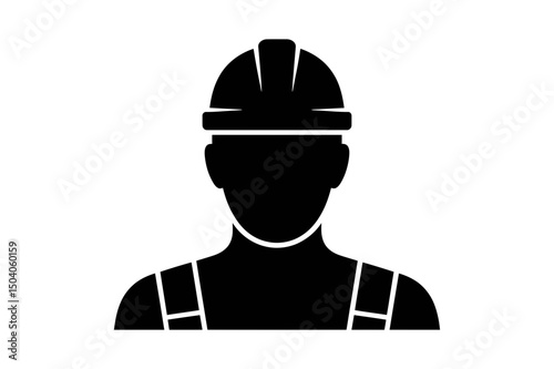 Silhouette of a worker with hard hat on