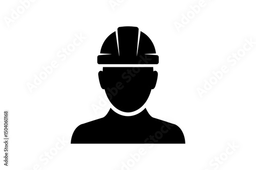 Silhouette of a person wearing hard hat