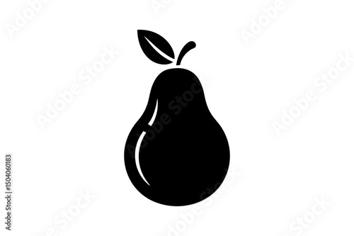 Silhouette of a pear with a single leaf