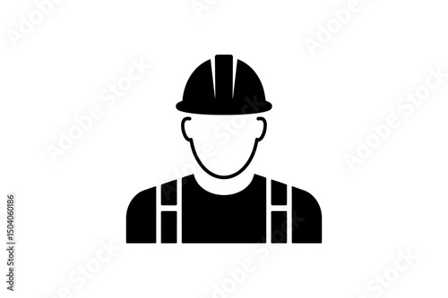 Construction worker icon in black and white
