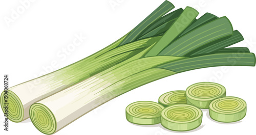 Leeks in white background vector design, Leeks illustration vector design