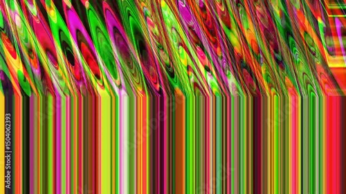 Animated footage of Abstract painting with colorful stripes suitable for backgrounds, interior decor, branding, and graphic design projects requiring vibrant and dynamic visuals.