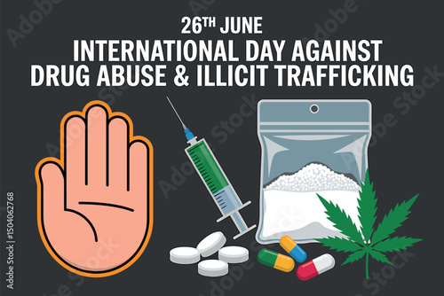 International day against drug abuse and illicit trafficking anti-drug message illustration