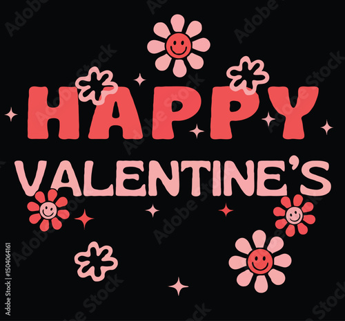 "Happy Valentine’s Day – Romantic T-Shirt Design with Heart Elements"