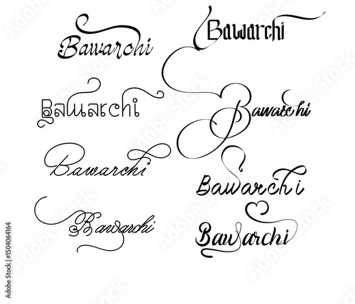 Bawarchi  Logo Text Logo: Elegant Calligraphy Typography & Custom Monogram Design