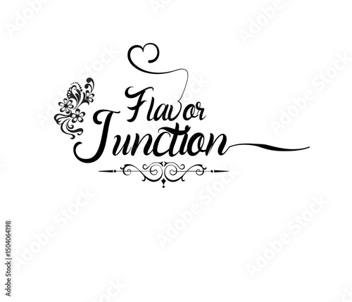 Flavor Junction Text Logo: Custom Calligraphy Typography & Monogram Design