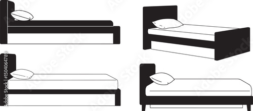 Bed Icon Silhouette Vector Illustration