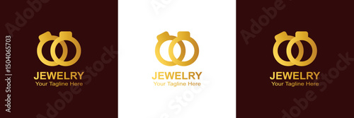 Luxury Jewelry Logo with Golden Interlocked Rings - Premium EPS