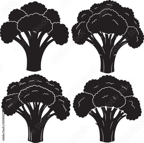 Broccoli Fresh Vegetable Icon Silhouette Vector Illustration