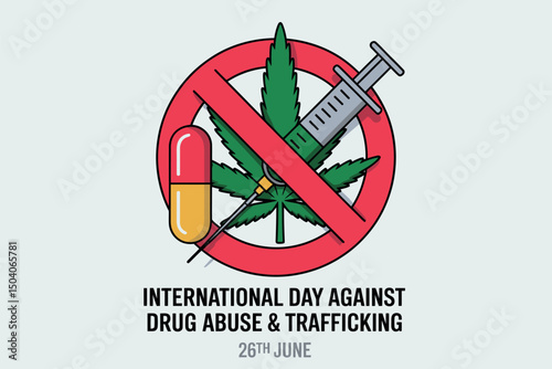 International day against drug abuse and trafficking prevention campaign illustration