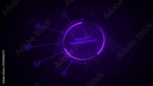 Wallpaper Mural Glowing Project management concept with thin line icons on abstract background. Project management Infographic design chart with animated icons. Internet, business, Technology and network concept
 Torontodigital.ca