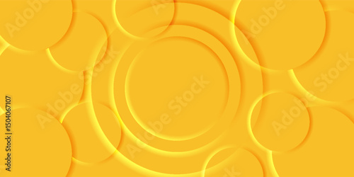 Abstract Background with 3d circle yellow papercut layer, vector illustration