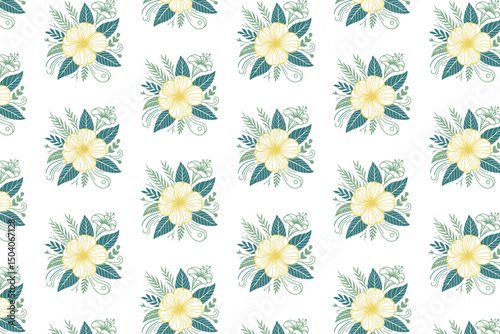 cotton flower wallpaper, seamless floral sketch, abstract line texture, nature inspired textile, wrapping paper design

