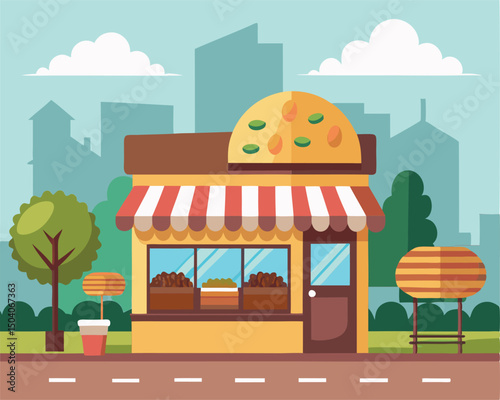 Charming City Pizza Shop. A Delightful Urban View
