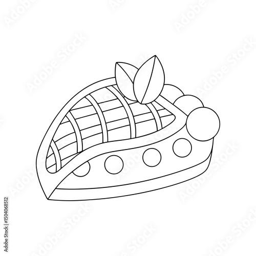 Apple Pie Slice Adult and Kids Coloring Page Vector