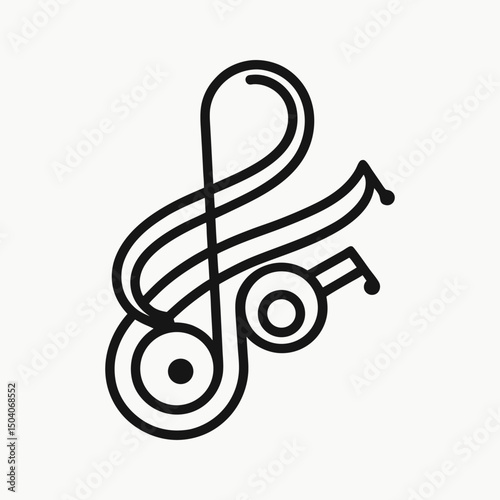 Music symbol vector design elegant minimalist treble clef and eighth note