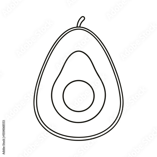 Avocado Half Adult and Kids Coloring Page Vector