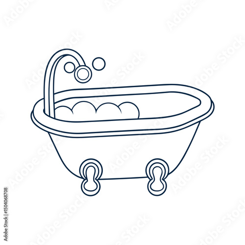 Bathtub Adult and Kids Coloring Page Vector