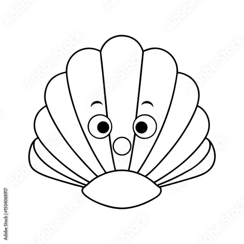 Clam Shell Adult and Kids Coloring Page Vector