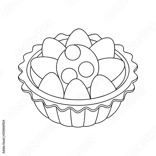 Egg Tart Adult and Kids Coloring Page Vector