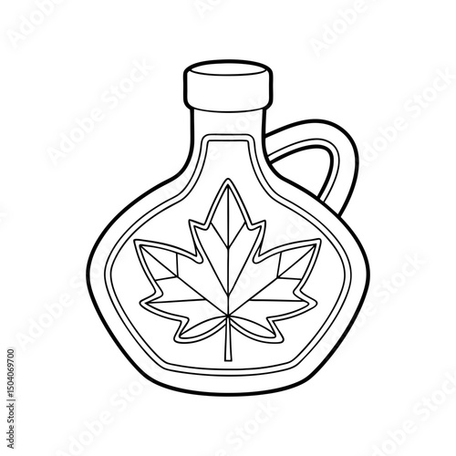 Maple Syrup Bottle Adult and Kids Coloring Page Vector
