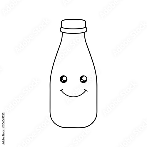 Milk Bottle Adult and Kids Coloring Page Vector