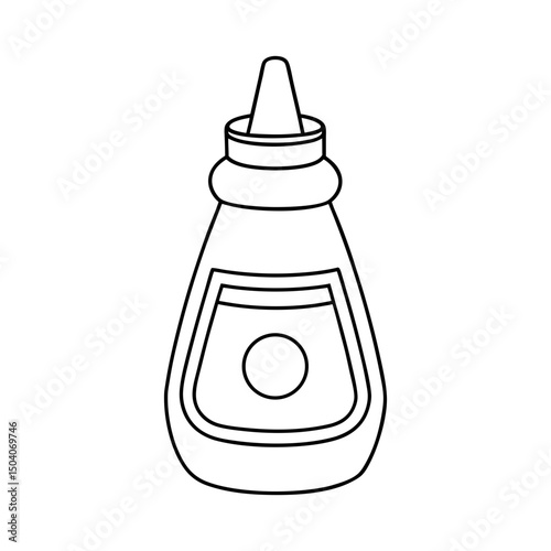 Mustard Bottle Adult and Kids Coloring Page Vector