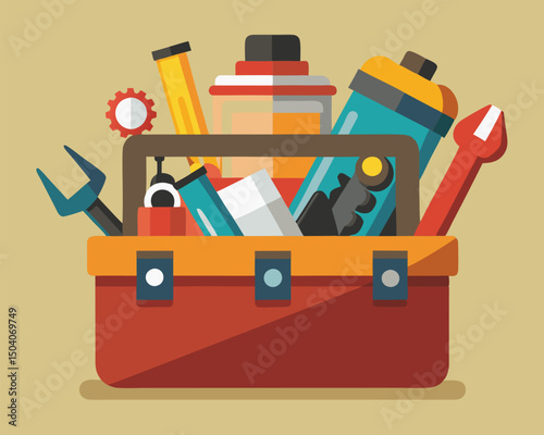 A Colorful Tool Box Filled with Various Instruments