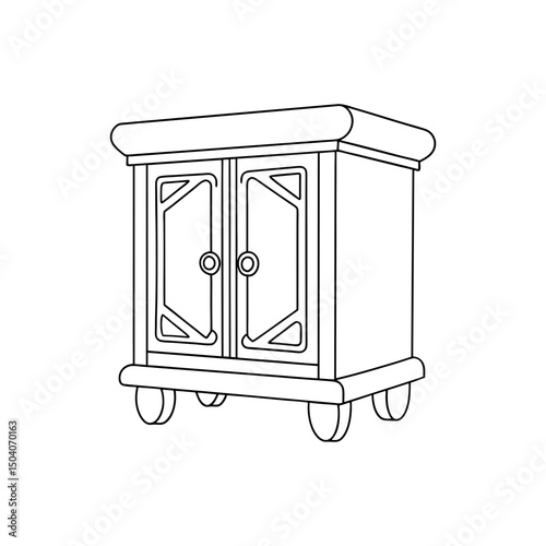Airing Cabinet Adult and Kids Coloring Page Vector
