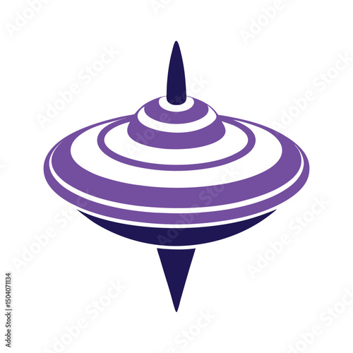 Purple and white striped spinning top toy isolated illustration