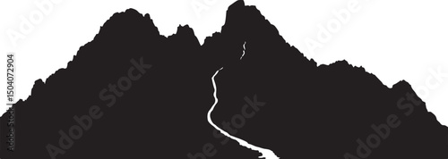 Black Silhouette of Ship Anchor Chain and Windlass