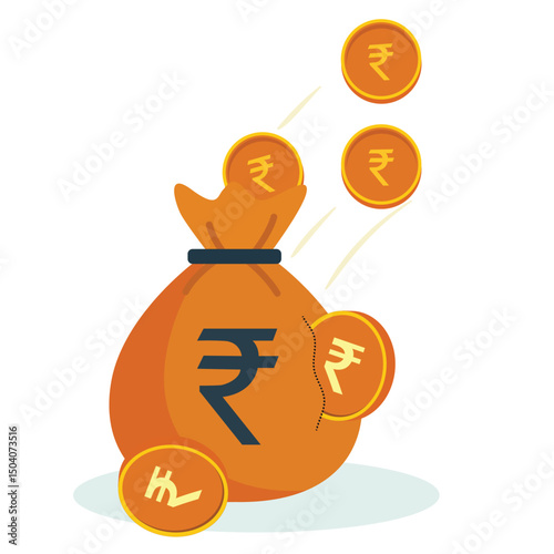 Coins burst out of a rupee bag like birds in flight, symbolising fast cash flow and spending