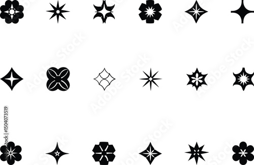 Modern, Stylish and creative abstract geometric shapes and grids silhouette vector illustration, abstract geometric shapes and grids line art vector graphics resource icon design set