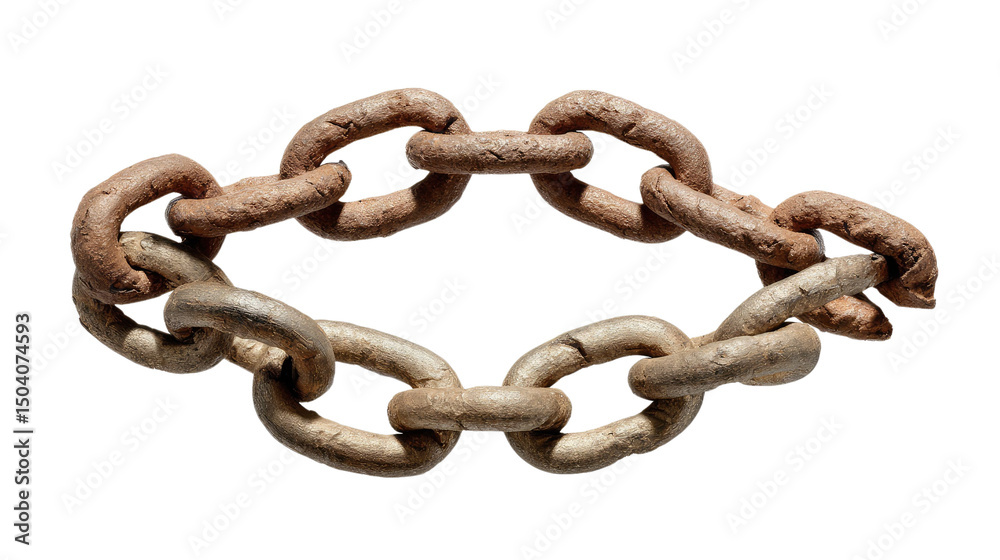 Fototapeta premium Rust Chain Symbolizing Strength: A detailed image captures a rustic chain, its links intertwined, symbolizing strength, connection, and the passage of time.