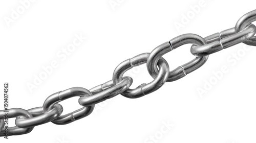 Interlocking Metal Chain: A close-up showcases the robust texture of a gray metal chain, each interlinked loop reflecting light, symbolizing strength and unbreakable connections.