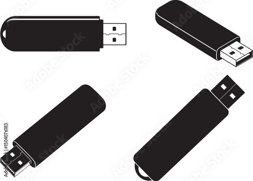 Pendrive Icon Silhouette Vector Illustration