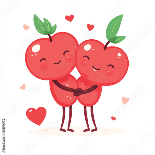a cute cherry couple hugging each