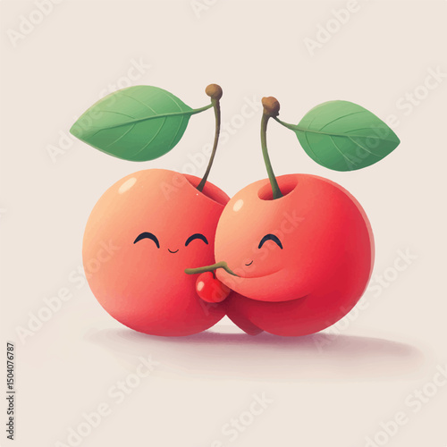 a cute cherry couple hugging each