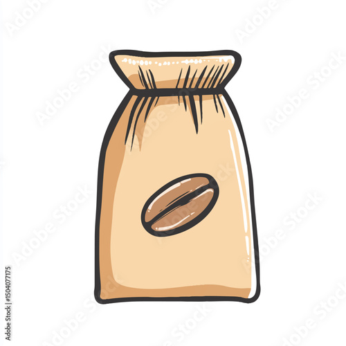 cute coffee bag with handdrawn coffee bean icon