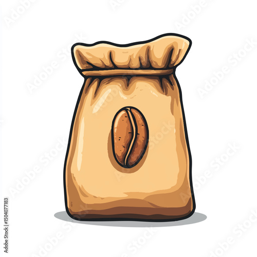 cute coffee bag with handdrawn coffee bean icon