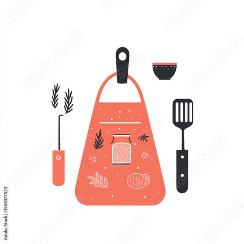 cute cooking tools for apron or food packaging