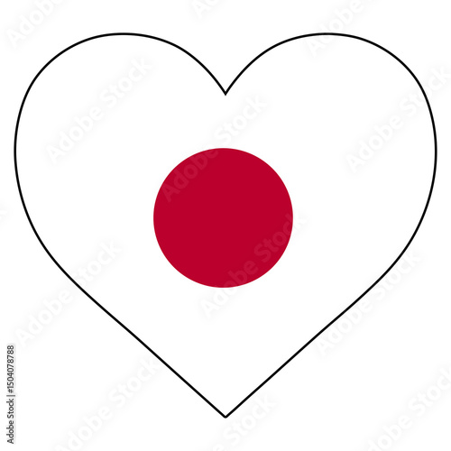 Japan Heart Flag S – Minimalist Rising Sun in Heart Shap