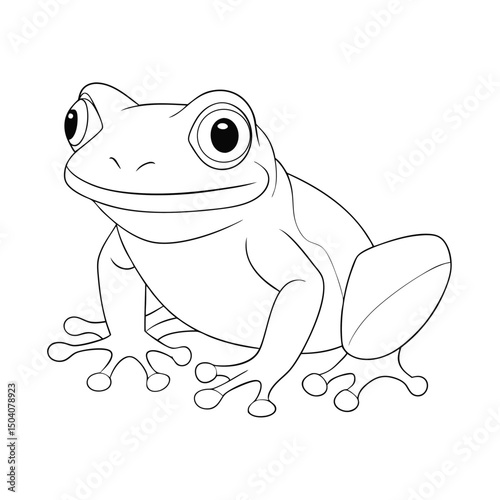 Contoured frog shows simple line presence with its bulging eyes and amphibian features