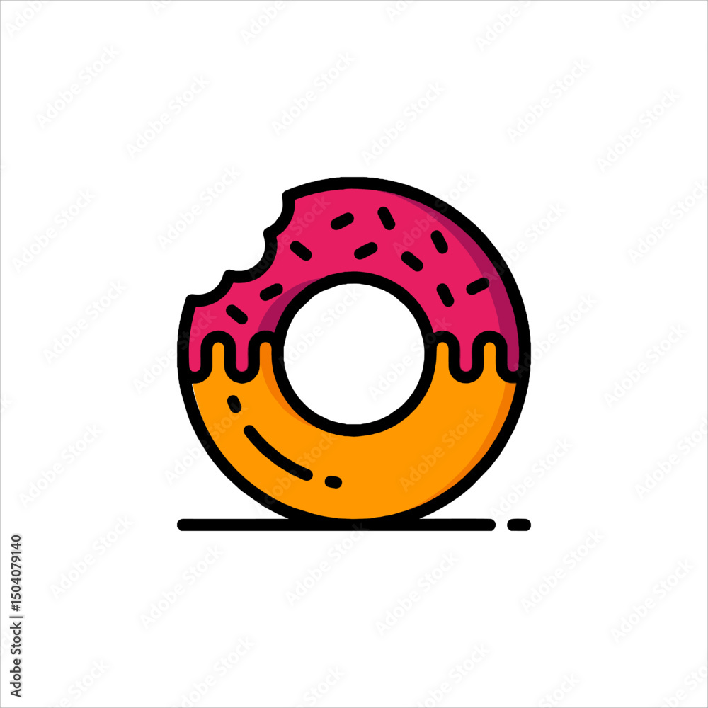 Obraz premium A pink-frosted donut with a bite taken out