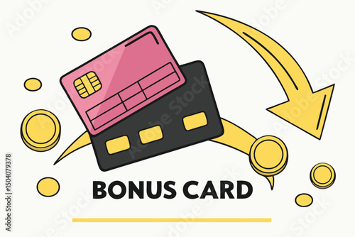 Conceptual illustration of a bonus card credit card reward and financial incentive program promotion