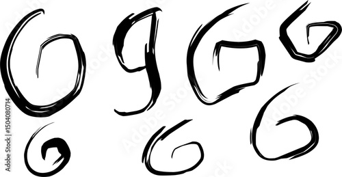 Collection of stylized anarchist "G" symbols drawn in various grunge, abstract, and expressive brushstroke styles on a white background. Ideal for punk, rebellion, or subculture-themed design.