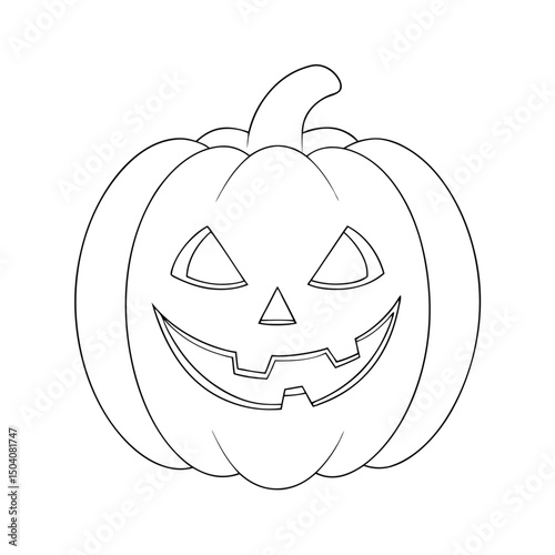 Outline of a Halloween jacko'lantern with a triangular nose and a scary mouth